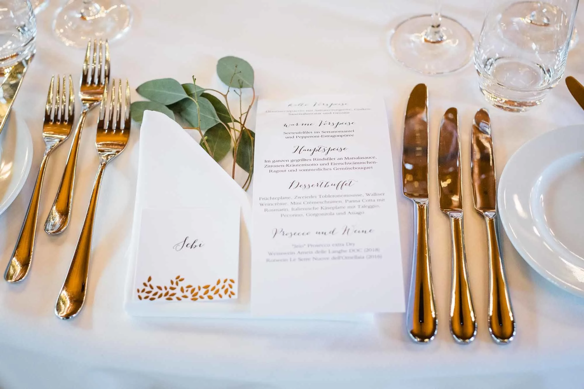 Menukarte und Dekoration auf Tisch Tischdekoration Hochzeit Bocken Horgen
